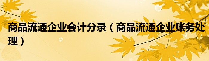 商品流通企业会计分录（商品流通企业账务处理）