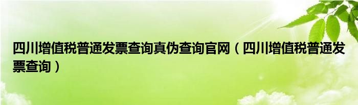 四川增值税普通发票查询真伪查询官网（四川增值税普通发票查询）