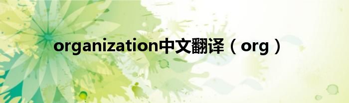 organization中文翻译（org）