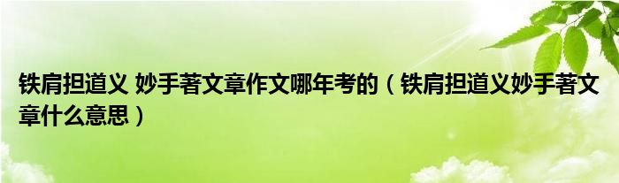 铁肩担道义 妙手著文章作文哪年考的（铁肩担道义妙手著文章什么意思）