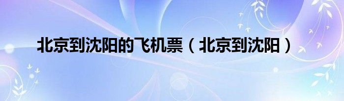 北京到沈阳的飞机票（北京到沈阳）