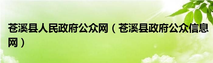 苍溪县人民政府公众网（苍溪县政府公众信息网）