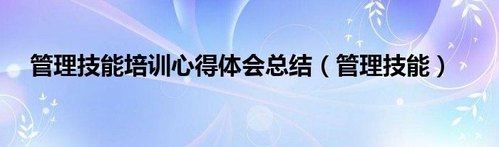 管理技能培训心得体会总结（管理技能）