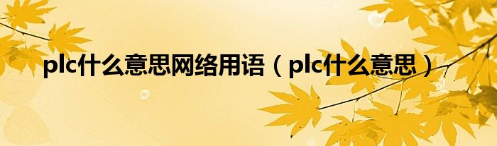 plc什么意思网络用语（plc什么意思）