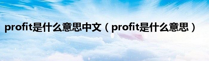 profit是什么意思中文（profit是什么意思）