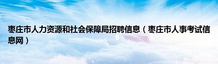 枣庄市人力资源和社会保障局招聘信息（枣庄市人事考试信息网）