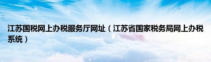 江苏国税网上办税服务厅网址（江苏省国家税务局网上办税系统）