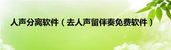 人声分离软件（去人声留伴奏免费软件）