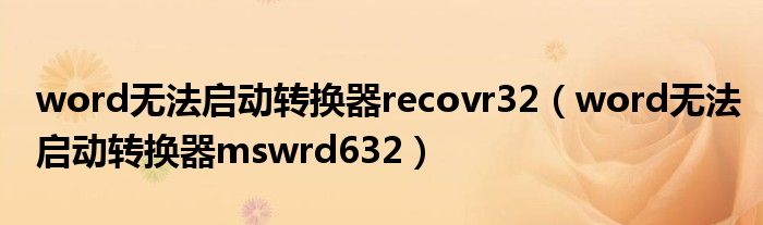 word无法启动转换器recovr32（word无法启动转换器mswrd632）