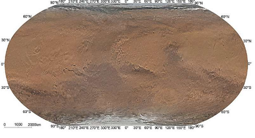研究团队发布每像素76米的火星全球彩色图像数据集和地图