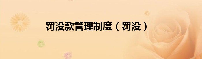 罚没款管理制度（罚没）