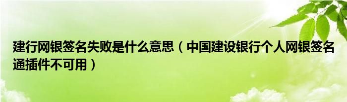 建行网银签名失败是什么意思（中国建设银行个人网银签名通插件不可用）