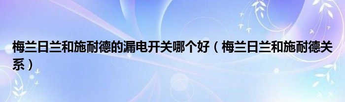 梅兰日兰和施耐德的漏电开关哪个好（梅兰日兰和施耐德关系）