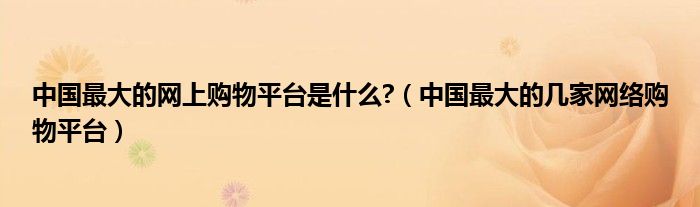 中国最大的网上购物平台是什么?（中国最大的几家网络购物平台）