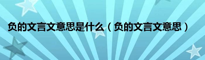 负的文言文意思是什么（负的文言文意思）
