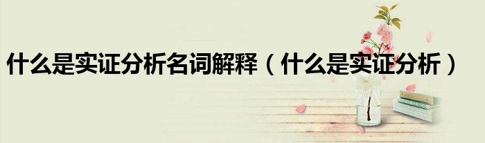 什么是实证分析名词解释（什么是实证分析）