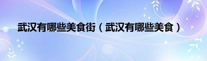 武汉有哪些美食街（武汉有哪些美食）