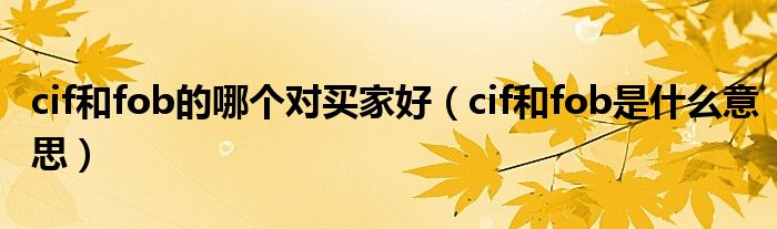 cif和fob的哪个对买家好（cif和fob是什么意思）