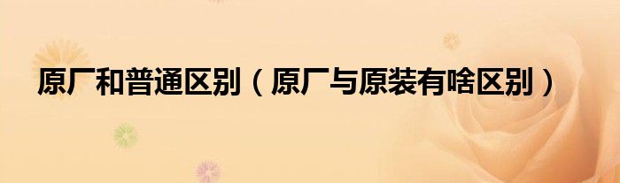 原厂和普通区别（原厂与原装有啥区别）