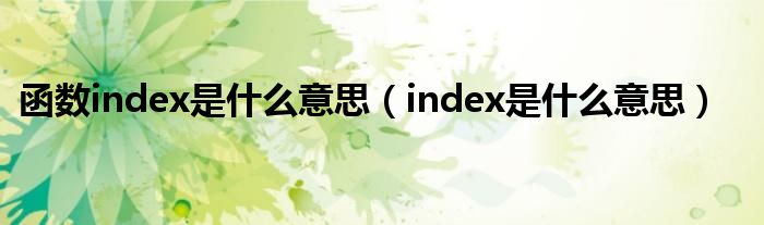函数index是什么意思（index是什么意思）