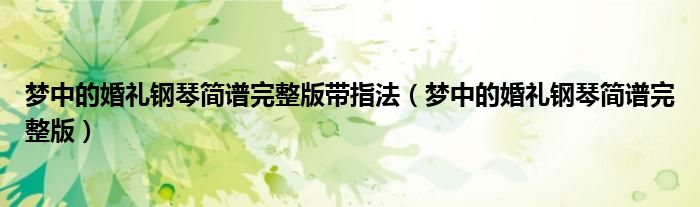 梦中的婚礼钢琴简谱完整版带指法（梦中的婚礼钢琴简谱完整版）