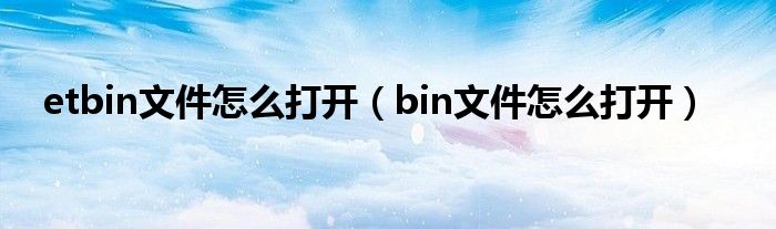 etbin文件怎么打开（bin文件怎么打开）
