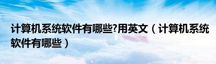 计算机系统软件有哪些?用英文（计算机系统软件有哪些）