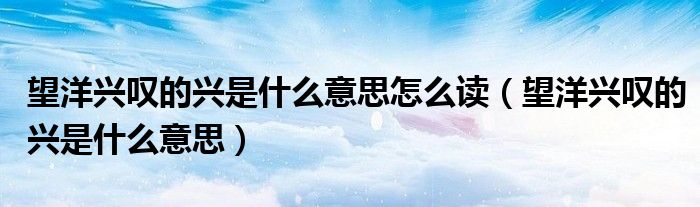 望洋兴叹的兴是什么意思怎么读（望洋兴叹的兴是什么意思）