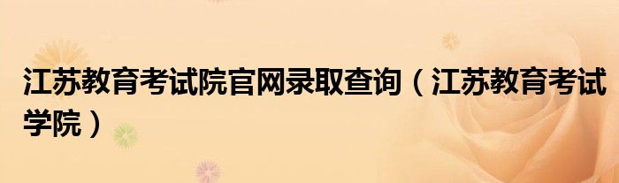 江苏教育考试院官网录取查询（江苏教育考试学院）