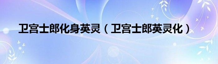 卫宫士郎化身英灵（卫宫士郎英灵化）