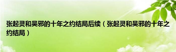 张起灵和吴邪的十年之约结局后续（张起灵和吴邪的十年之约结局）