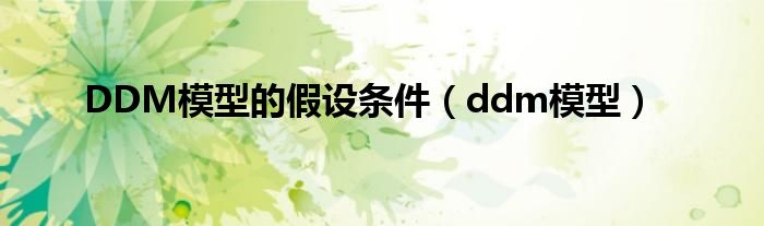 DDM模型的假设条件（ddm模型）