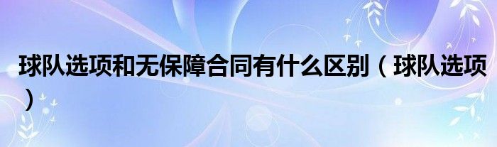 球队选项和无保障合同有什么区别（球队选项）