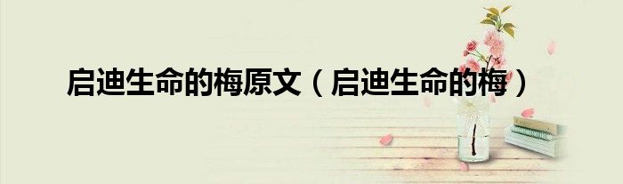 启迪生命的梅原文（启迪生命的梅）