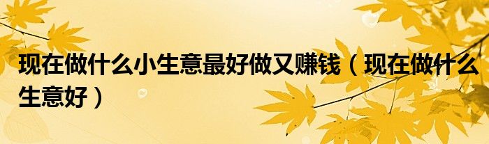 现在做什么小生意最好做又赚钱（现在做什么生意好）
