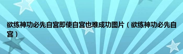 欲练神功必先自宫即使自宫也难成功图片（欲练神功必先自宫）
