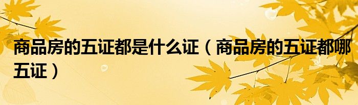 商品房的五证都是什么证（商品房的五证都哪五证）