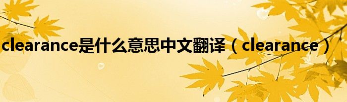 clearance是什么意思中文翻译（clearance）