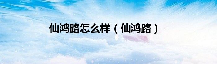 仙鸿路怎么样（仙鸿路）