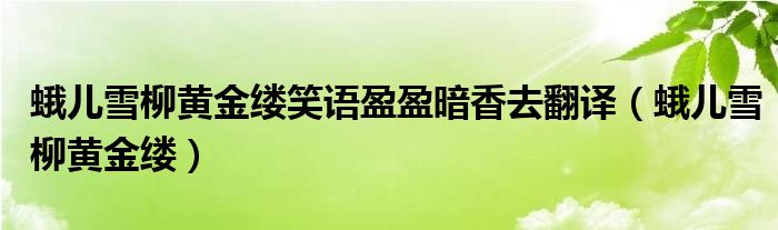 蛾儿雪柳黄金缕笑语盈盈暗香去翻译（蛾儿雪柳黄金缕）