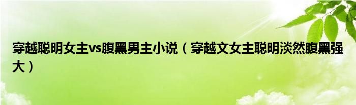 穿越聪明女主vs腹黑男主小说（穿越文女主聪明淡然腹黑强大）