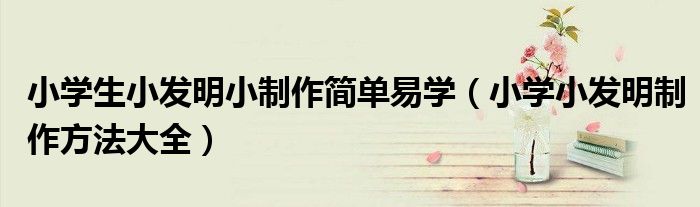 小学生小发明小制作简单易学（小学小发明制作方法大全）