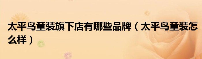 太平鸟童装旗下店有哪些品牌（太平鸟童装怎么样）