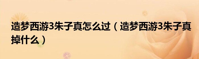 造梦西游3朱子真怎么过（造梦西游3朱子真掉什么）