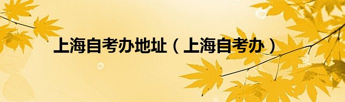 上海自考办地址（上海自考办）