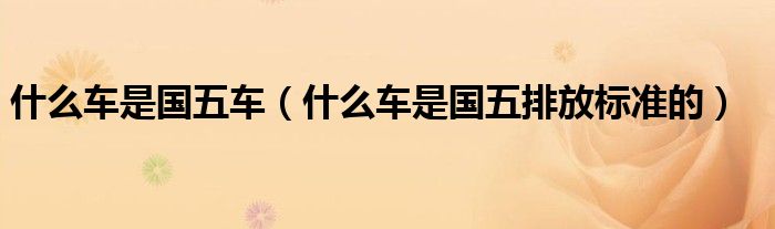 什么车是国五车（什么车是国五排放标准的）