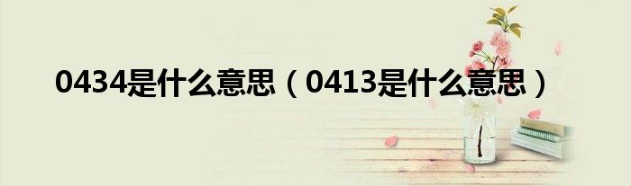 0434是什么意思（0413是什么意思）