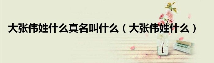 大张伟姓什么真名叫什么（大张伟姓什么）