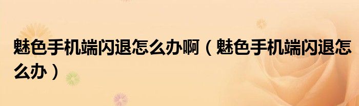 魅色手机端闪退怎么办啊（魅色手机端闪退怎么办）