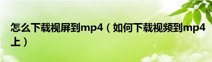 怎么下载视屏到mp4（如何下载视频到mp4上）